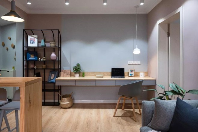 Căn hộ 56m&sup2; với sự kết hợp v&ocirc; c&ugrave;ng đặc biệt của 3 gam m&agrave;u xanh, ghi, hồng - Ảnh 7.