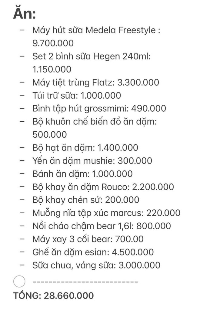 Bảng chi tiêu nuôi con 10 tháng hết hàng trăm triệu được hội bỉm sữa bàn tán rôm rả, mỗi người một ý - Ảnh 2.