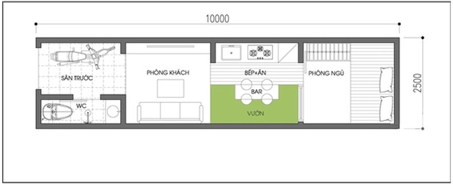 Tư vấn thiết kế nhà cấp 4 trên mảnh đất 25m2 hẹp và dài - Ảnh 1.