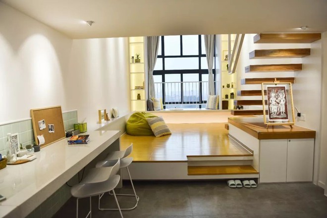 Căn hộ 52m&sup2; ấn tượng với c&aacute;ch bố tr&iacute; nội thất giật cấp - Ảnh 5.