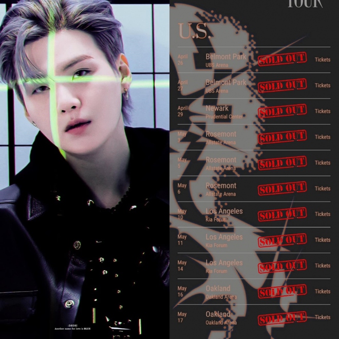 AGUST D Tour: Suga (BTS) đ&atilde; b&aacute;n hết v&eacute; cho 11 đ&ecirc;m concert tại Mỹ - Ảnh 1.