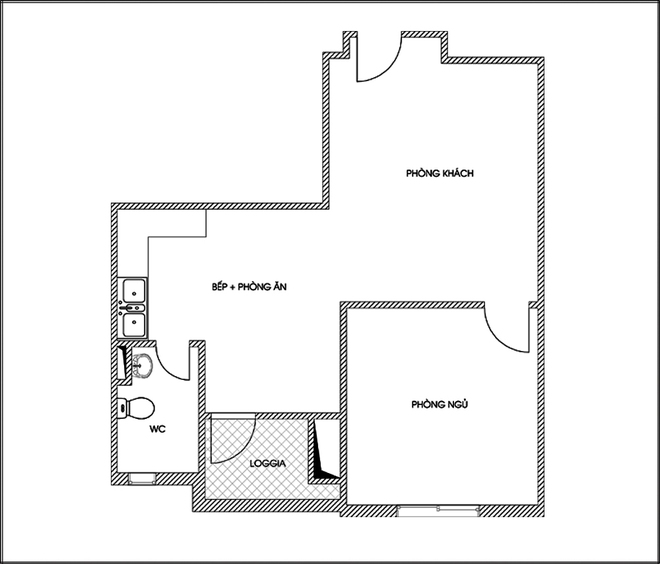 Cải tạo căn hộ 50m2 từ 1 thành 2 phòng ngủ cho gia đình 3 người - Ảnh 1.