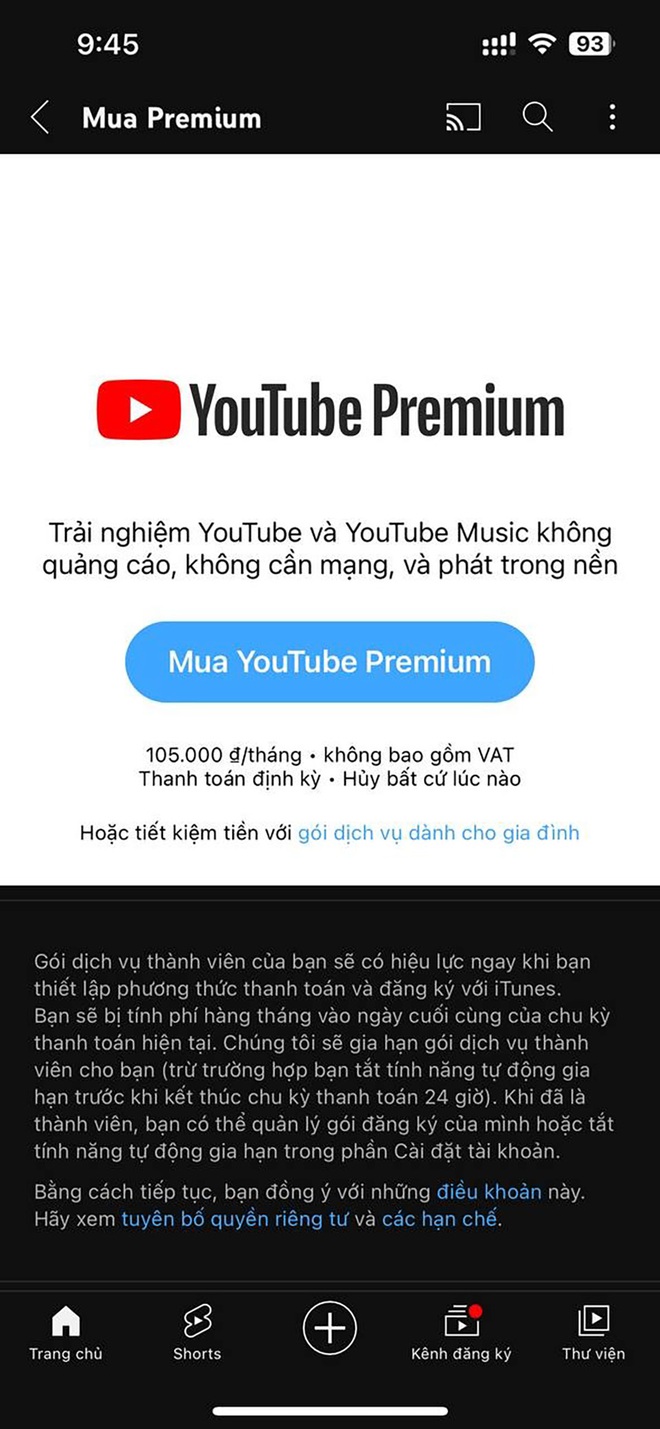 Người d&ugrave;ng iPhone chịu thiệt th&ograve;i khi YouTube Premium cập bến Việt Nam - Ảnh 1.
