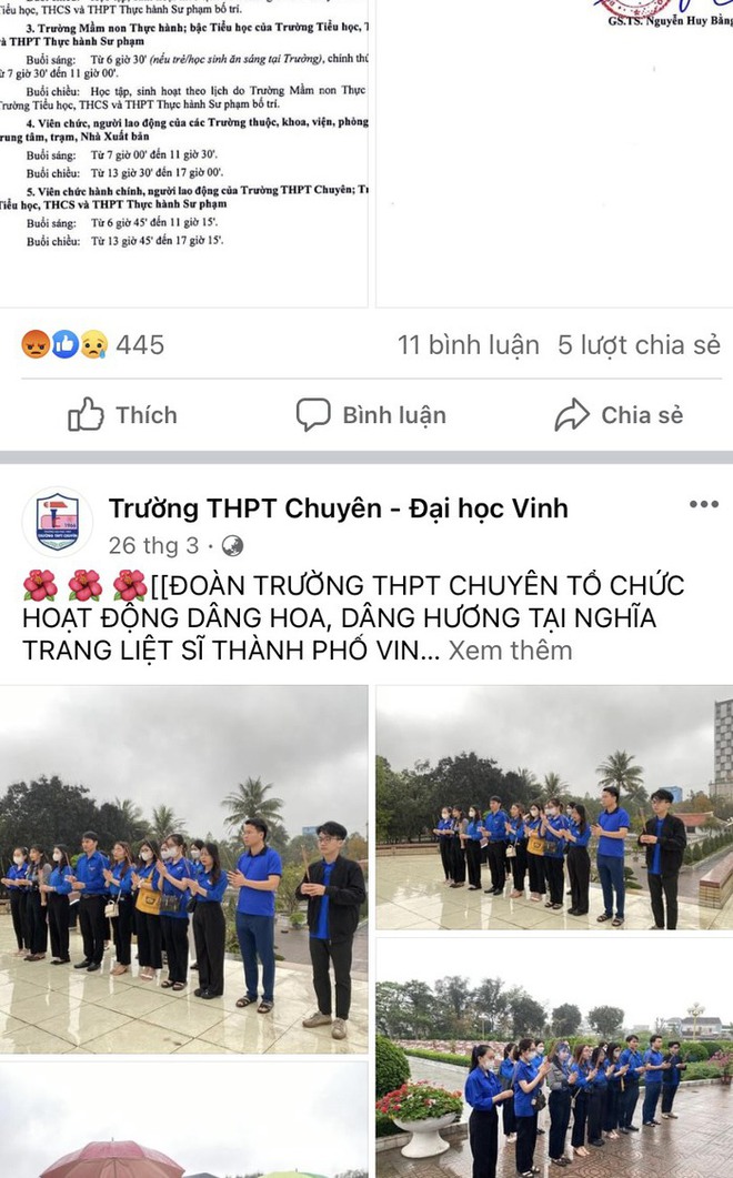 Trường THPT chuyên - Đại học Vinh khóa fanpage chính thức vì bị nhận bão phẫn nộ - Ảnh 1.