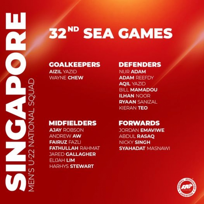 U22 Singapore vắng chân sút chủ lực khi đối đầu U22 Việt Nam ở SEA Games 32 - Ảnh 1.