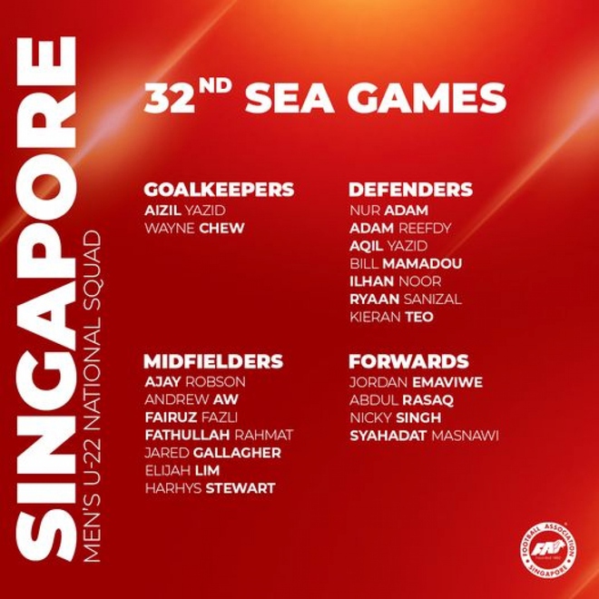 U22 Singapore vắng ch&acirc;n s&uacute;t chủ lực khi đối đầu U22 Việt Nam ở SEA Games 32 - Ảnh 1.