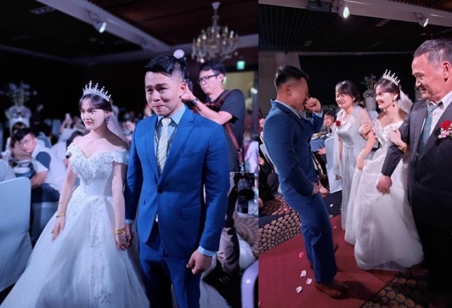 Ch&uacute; rể bật kh&oacute;c nức nở trong đ&aacute;m cưới khiến bố c&ocirc; d&acirc;u b&agrave;ng ho&agrave;ng - Ảnh 1.