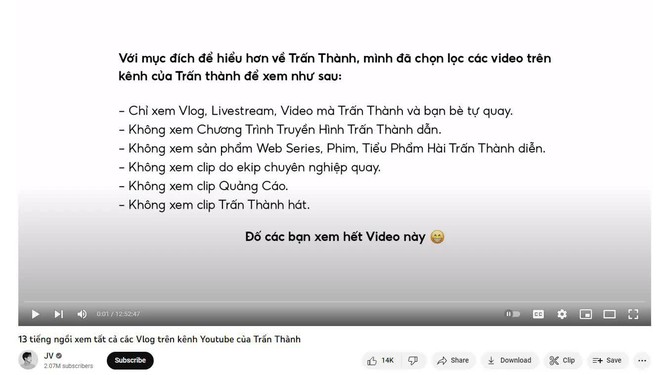JVevermind d&ugrave;ng 13 tiếng xem tất cả vlog tr&ecirc;n k&ecirc;nh YouTube của Trấn Th&agrave;nh, phản ứng thế n&agrave;o m&agrave; cư d&acirc;n mạng x&ocirc;n xao - Ảnh 2.