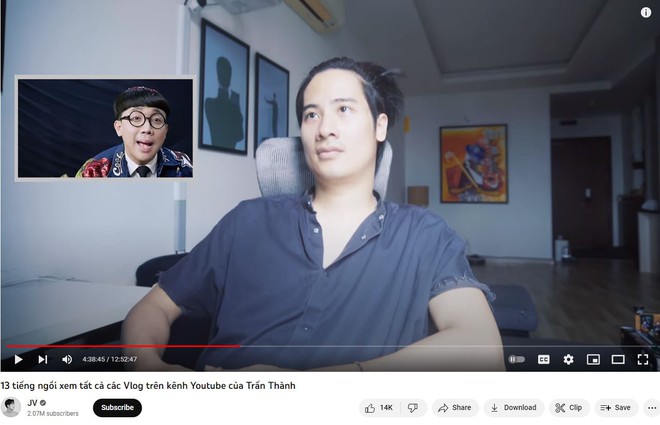 JVevermind d&ugrave;ng 13 tiếng xem tất cả vlog tr&ecirc;n k&ecirc;nh YouTube của Trấn Th&agrave;nh, phản ứng thế n&agrave;o m&agrave; cư d&acirc;n mạng x&ocirc;n xao - Ảnh 1.