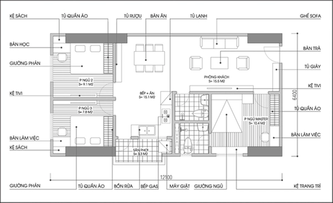 Tư vấn cải tạo và bố trí nội thất căn hộ rộng 80m² cho đôi vợ chồng trẻ - Ảnh 2.