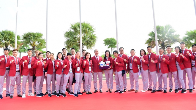 Trang trọng Lễ thượng cờ Đo&agrave;n thể thao Việt Nam tại SEA Games 32 - Ảnh 9.