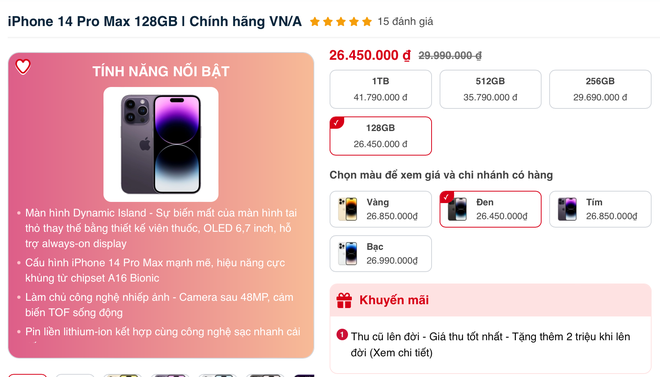 Giá iPhone 14 Pro Max tại Việt Nam lại thiết lập đáy mới: Lỗ cả triệu đồng chỉ sau vài tuần - Ảnh 1.