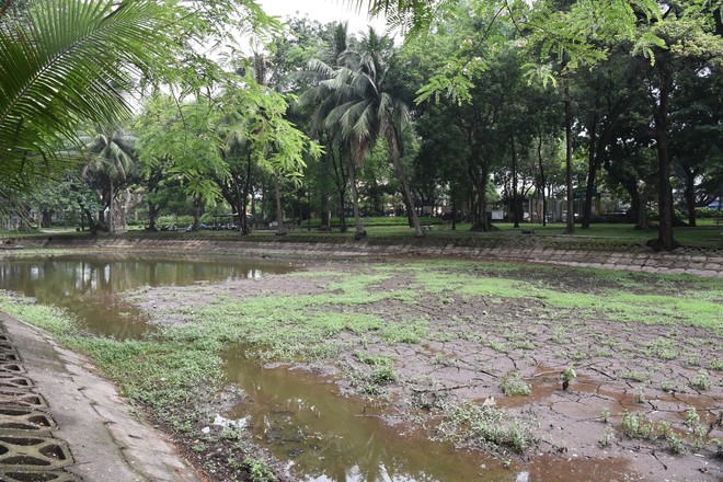 Một số hồ nước ở Hà Nội cạn khô, trơ đáy - Ảnh 11.