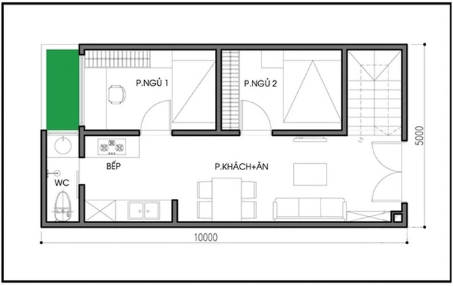 Tư vấn thiết kế và bố trí nội thất nhà 50m2 cho gia đình 5 người - Ảnh 1.