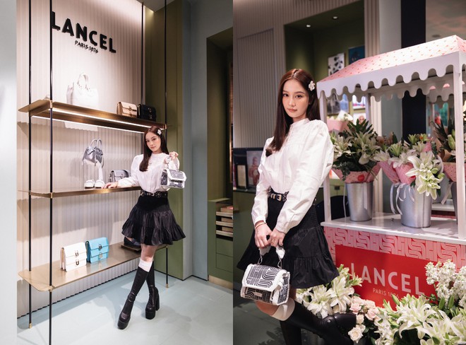 Jun Vũ và Chloe Nguyễn chụp cùng hoa tươi và túi xinh, kỷ niệm 1 năm khai trương cửa hàng Lancel Saigon Centre - Ảnh 1.
