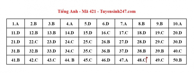 Cập nhật đ&aacute;p &aacute;n m&ocirc;n Tiếng Anh kỳ thi tốt nghiệp THPT 2023 - Ảnh 4.