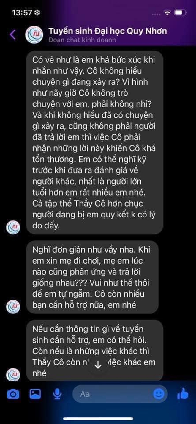 Tư vấn tuyển sinh công kích học sinh, trường Đại học Quy Nhơn công khai xin lỗi lúc nửa đêm - Ảnh 2.