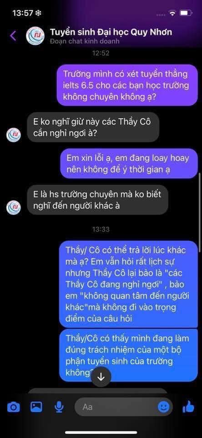 Tư vấn tuyển sinh công kích học sinh, trường Đại học Quy Nhơn công khai xin lỗi lúc nửa đêm - Ảnh 2.