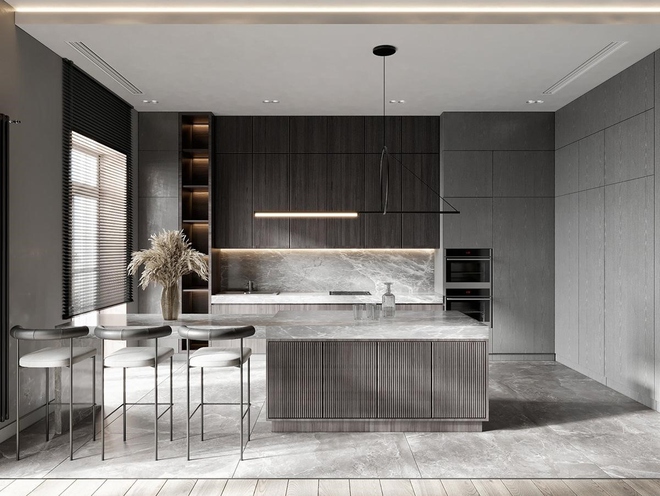 Như bị th&ocirc;i mi&ecirc;n khi bước v&agrave;o căn hộ trang tr&iacute; bằng đ&aacute; cẩm thạch x&aacute;m hiện đại - Ảnh 8.