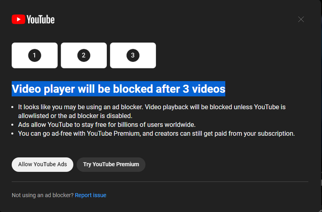 YouTube bắt đầu mạnh tay với người dùng trình chặn quảng cáo, sẽ cấm xem video nếu vẫn ngoan cố sử dụng - Ảnh 1.