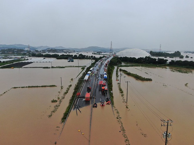 Hàn Quốc: Xe buýt kẹt trong đường hầm vì mưa lớn, hàng chục người tử vong thương tâm - Ảnh 1.