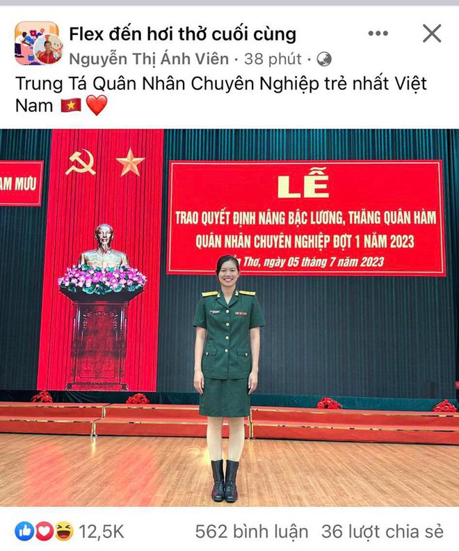 N&agrave;ng ti&ecirc;n c&aacute; &Aacute;nh Vi&ecirc;n được thăng qu&acirc;n h&agrave;m, trở th&agrave;nh trung t&aacute; qu&acirc;n nh&acirc;n chuy&ecirc;n nghiệp trẻ nhất Việt Nam - Ảnh 1.