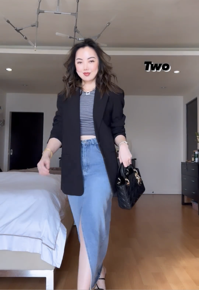 7 set đồ hack eo thon d&aacute;ng chuẩn từ ch&acirc;n v&aacute;y denim d&agrave;nh cho c&ocirc; n&agrave;ng đầy đặn - Ảnh 3.