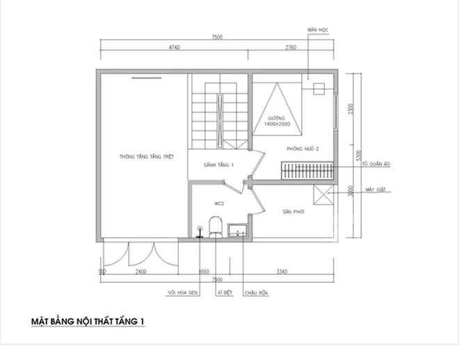 Tư vấn thiết kế nhà ống 1,5 tầng cho mảnh đất có mặt tiền rộng nhưng chiều dài ngắn - Ảnh 2.