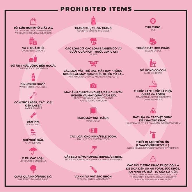 Những vật dụng bị cấm tại concert BLACKPINK - Ảnh 2.