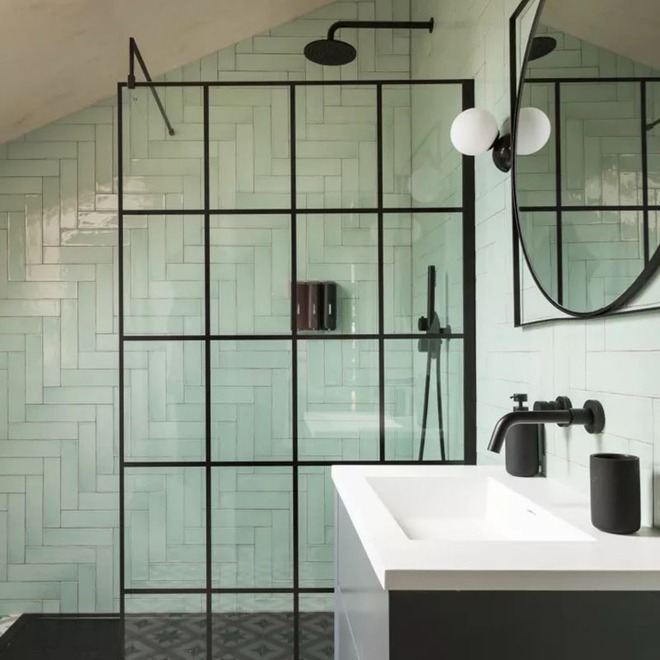 Cập nhật xu hướng trang trí phòng tắm gia đình với gạch ốp màu xanh lá - Ảnh 7.