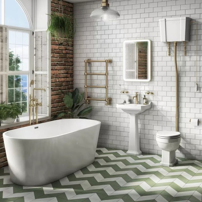 Cập nhật xu hướng trang trí phòng tắm gia đình với gạch ốp màu xanh lá - Ảnh 5.