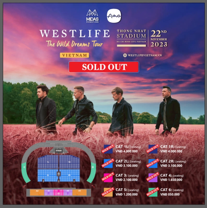 Concert Westlife tại Việt Nam bán hết sạch 15 nghìn vé chỉ sau 5 tiếng, fan kêu gọi mở đêm thứ 2! - Ảnh 1.