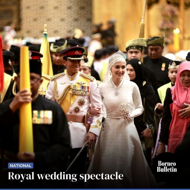 Cô dâu của hoàng tử hot nhất châu Á lại gây sốt trong dáng vẻ yêu kiều, hôn lễ xa hoa tổ chức trong cung điện dát vàng 1.800 phòng - Ảnh 1.