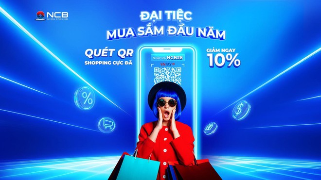Ưu đ&atilde;i lớn d&agrave;nh cho kh&aacute;ch h&agrave;ng NCB khi thanh to&aacute;n v&agrave; nhận tiền qua QR code m&ugrave;a sắm Tết - Ảnh 2.