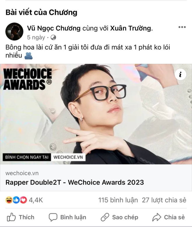 Màn chào sân rực rỡ của Double2T: Nhận 4 đề cử tại WeChoice, cả dàn rapper ủng hộ vote để... đòi chia giải - Ảnh 8.