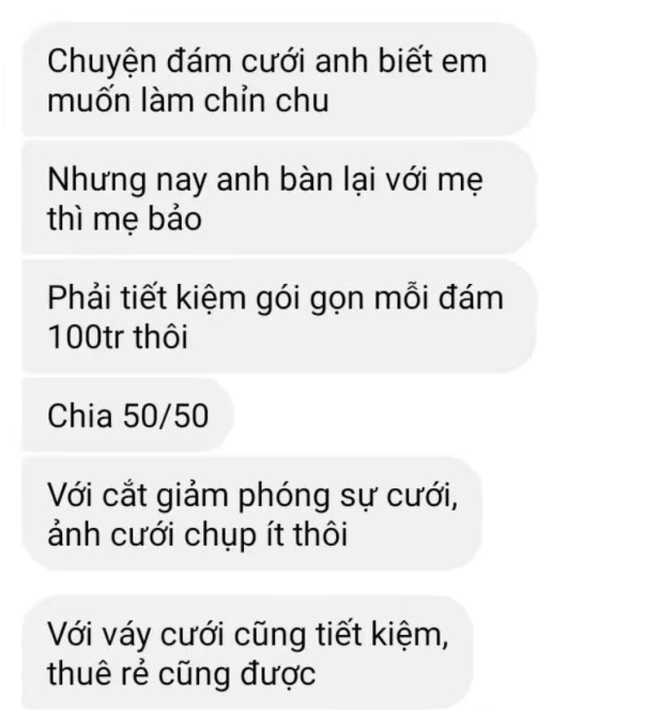 Hơn cả triệu người theo dõi vụ huỷ hôn vì đàng trai yêu cầu tiết kiệm chi phí, thuê váy cưới rẻ, đòi cầm luôn tiền phong bì - Ảnh 1.