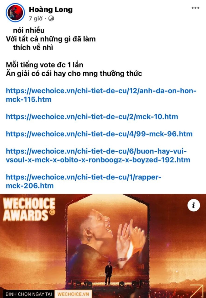 MCK và Wren Evans quyết chiến không khoan nhượng, trực tiếp đứng ra kêu gọi bình chọn, cuộc đua WeChoice quá gay cấn! - Ảnh 1.