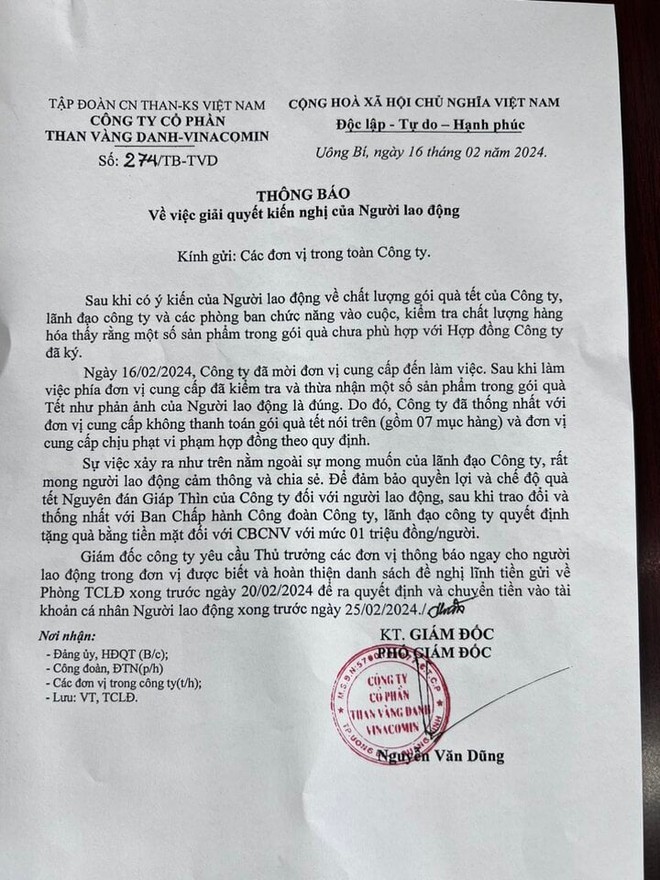 Vụ tặng qu&agrave; Tết hết hạn sử dụng: C&ocirc;ng nh&acirc;n được &lsquo;bồi thường&rsquo; 1 triệu đồng/người - Ảnh 1.