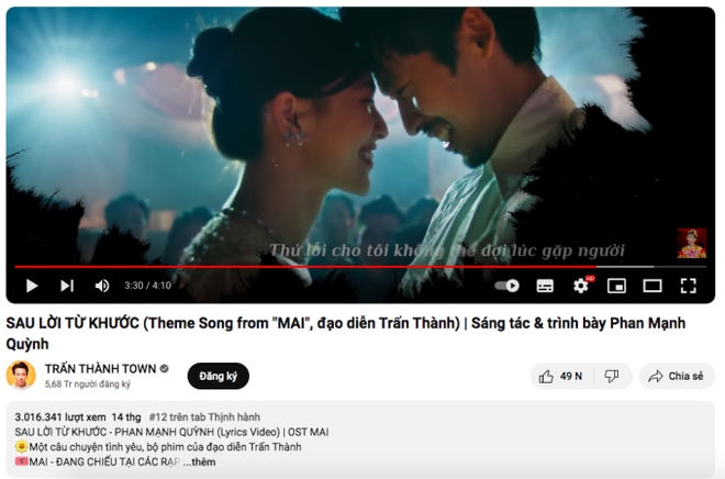 Nhạc phim của Trấn Thành thống lĩnh Top 1 Trending YouTube, hiện tượng một thời bị soán ngôi sau đúng 1 ngày - Ảnh 3.