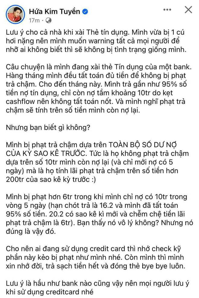 Chưa kịp ra Giêng điềm xui đã gõ cửa Hứa Kim Tuyền: Chậm trả 10 triệu nợ tín dụng, bị phạt 6 triệu vì lỗi chí mạng - Ảnh 1.