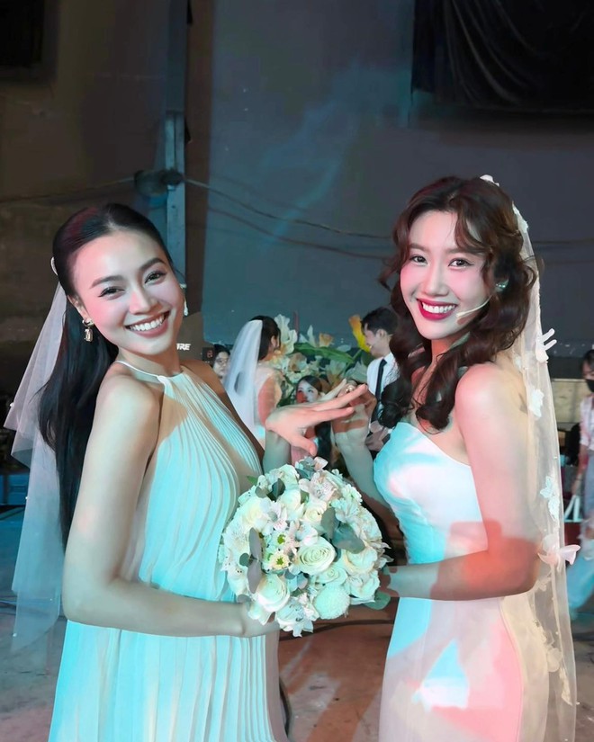 Lan Ngọc v&agrave; Th&uacute;y Ng&acirc;n bất ngờ c&ugrave;ng diện v&aacute;y cưới, visual gấp đ&ocirc;i khi đọ sắc chung khung h&igrave;nh - Ảnh 2.