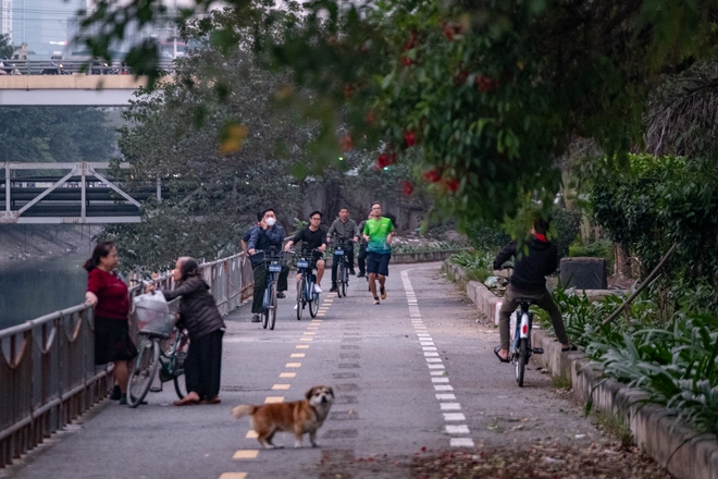 Hình ảnh lạ trên tuyến đường dành riêng cho xe đạp ở Hà Nội - Ảnh 3.