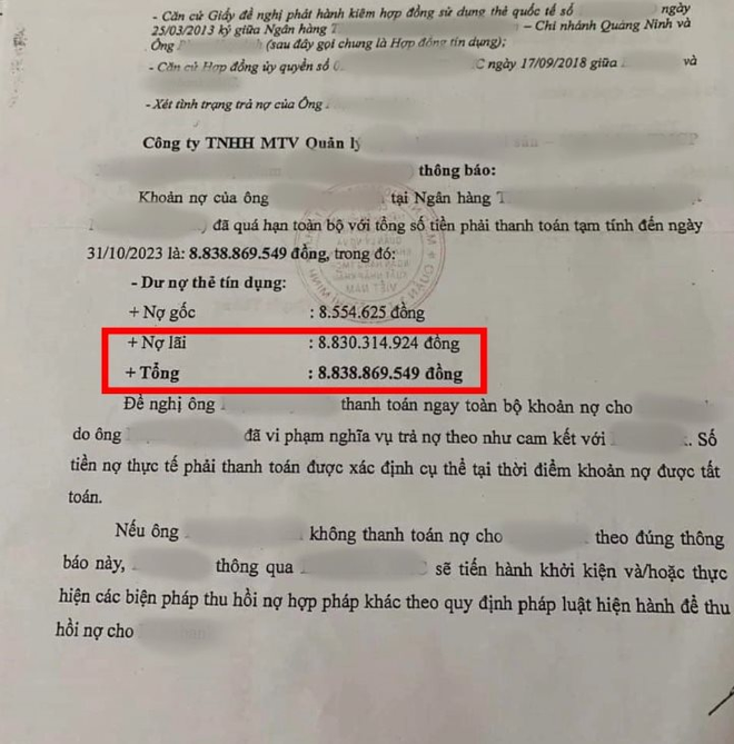 Diễn biến mới vụ vay thẻ tín dụng 8,5 triệu, ôm nợ xấu 8,8 tỷ đồng - Ảnh 1.