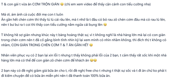 Vụ khách tố cơm trộn có tiểu cường ở quận 1: Phía nhà hàng lên tiếng - Ảnh 2.