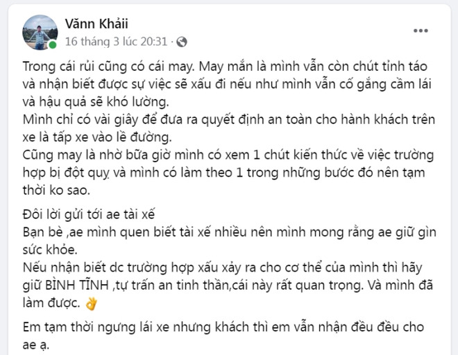 Thấy dấu hiệu bất ổn, bác tài đưa quyết định ngay tức khắc để giữ an toàn cho hành khách trên xe - Ảnh 1.