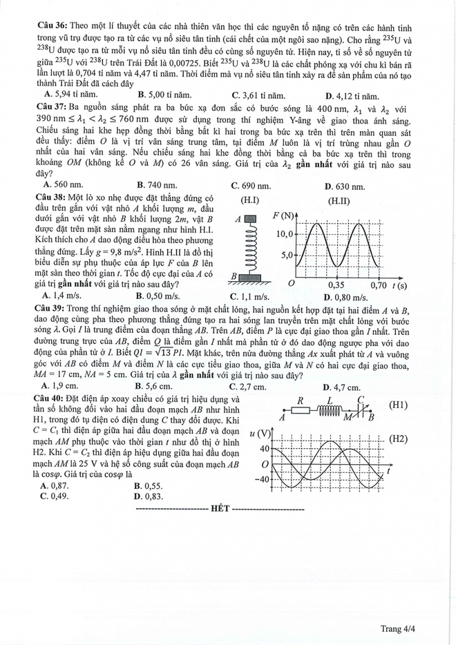 Thi tốt nghiệp THPT 2024: Đề tham khảo môn Vật lý - Ảnh 4.