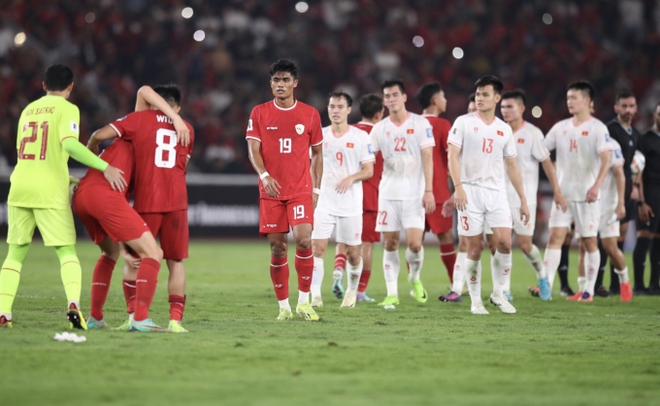 Tuyển thủ Việt Nam buồn bã, cúi đầu sau trận thua Indonesia, trái ngược với màn ăn mừng cực sung của đối thủ - Ảnh 3.