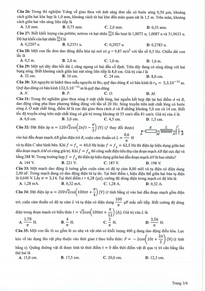 Thi tốt nghiệp THPT 2024: Đề tham khảo môn Vật lý - Ảnh 3.