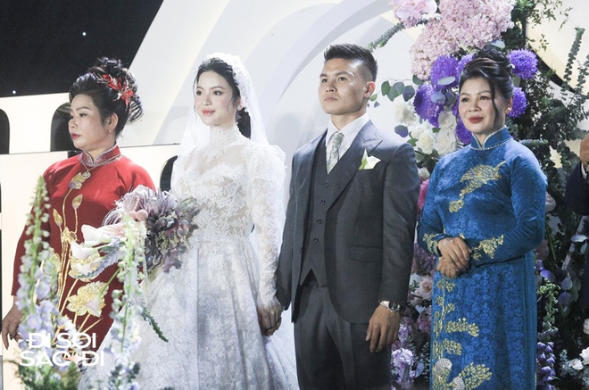 Quang Hải c&oacute; h&agrave;nh động tinh tế với Chu Thanh Huyền ở đ&aacute;m cưới, lộ biểu cảm căng thẳng trước họ nh&agrave; g&aacute;i - Ảnh 8.