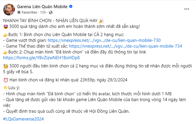 Hô hào kêu gọi bầu chọn giải, Garena nhận về mưa gạch đá vì khiến CĐM phẫn nộ - Ảnh 2.